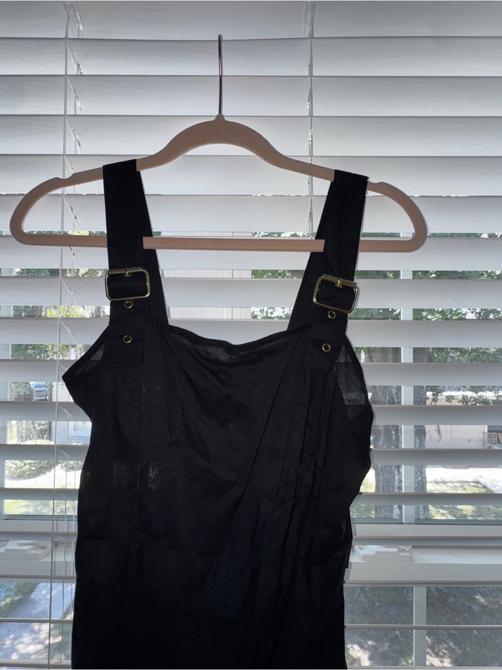 Derek Heart Black Buckle-Strap Jumpsuit
